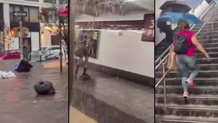 New York’u sağanak vurdu: Sokaklar göle döndü